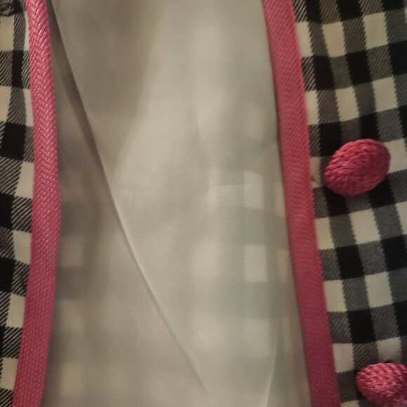 NWT Maggy london Preppy black white Houndstooth pink trim cropped blazer 16 - Picture 7 of 11